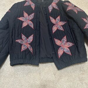 Floral Embroidered Black Jacket